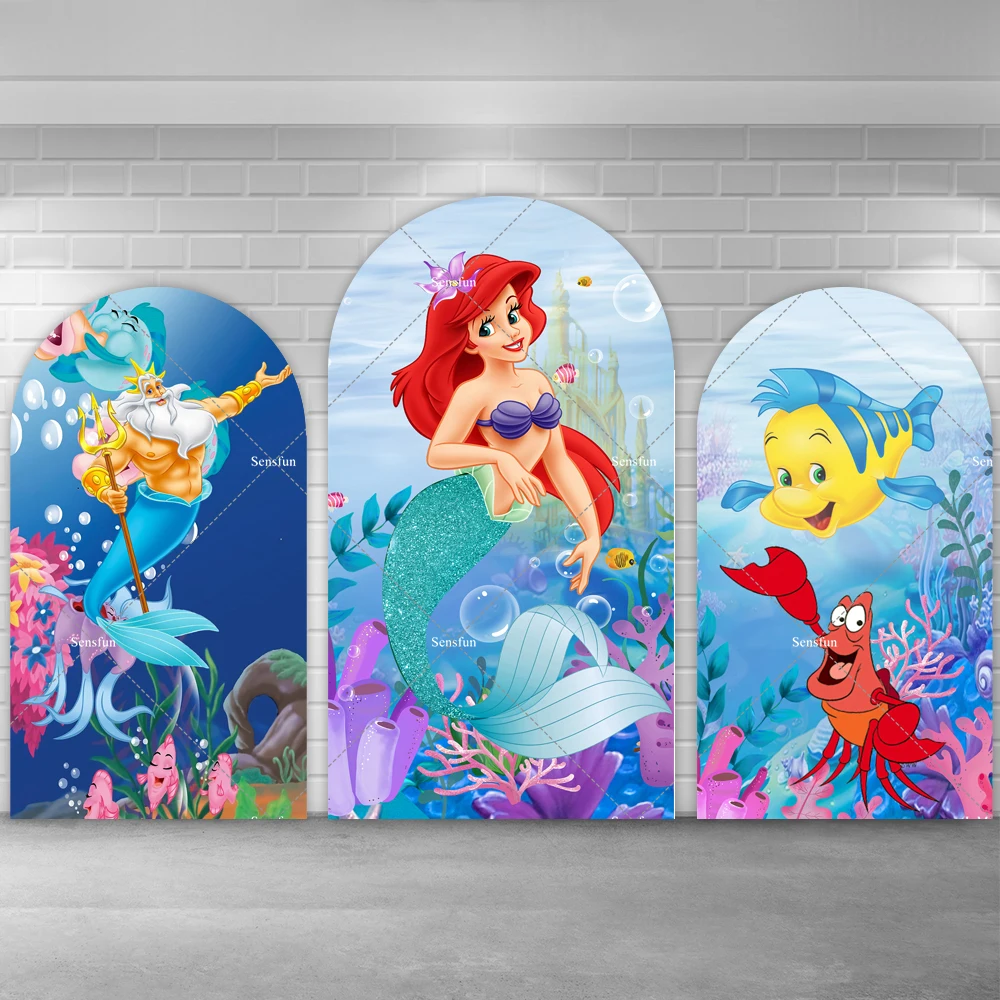 Capa Arch para Baby Shower Pequena Sereia Ariel Chiara sob o Mar Bolha Coral Banner de Parede Arqueada para Meninas Festa de Aniversário