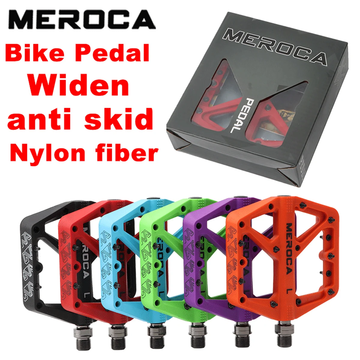 Bike Pedals Mtb Nylon Fiber 9/16 Inch Widening Nonslip New 2022 Pedals With Spikes For Mountain