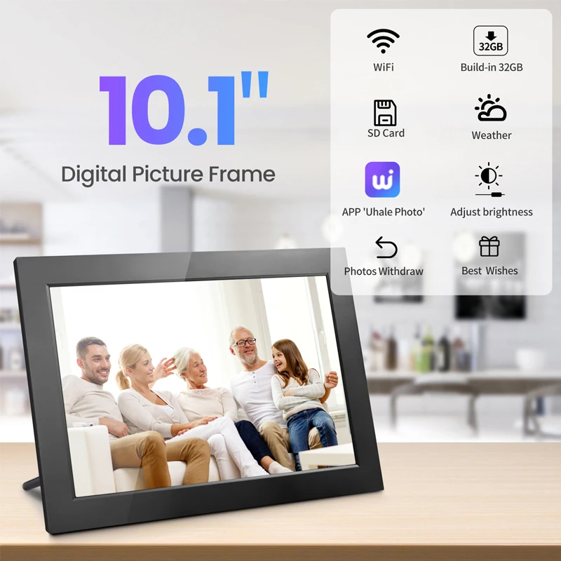 10.1 Inch 32GB WiFi Digital Photo Frame with 1280x800 IPS HD Touch Screen Gift acrylic digital photo frame