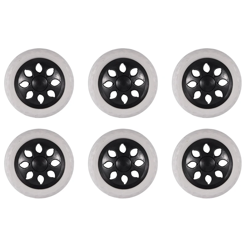 

6X Black White Plastic Core Foam Shopping Trolley Cartwheel Casters