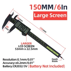 Electronic Digital Caliper Precision Measuring Tool with Carbon Fiber Gauge (Caliper Large 150mm)