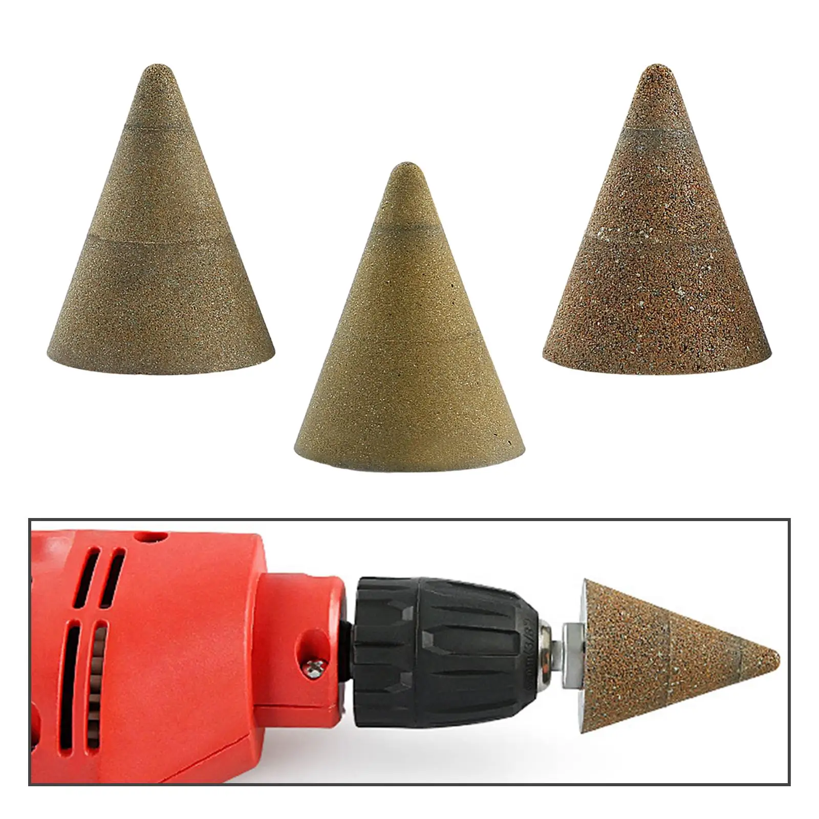 3 Pieces Grinder Stone Power Cone Metalworking Step Drill Accs 50 100 200 Grit for Angle Grinder M10 Thread Drill Bit Sharpener