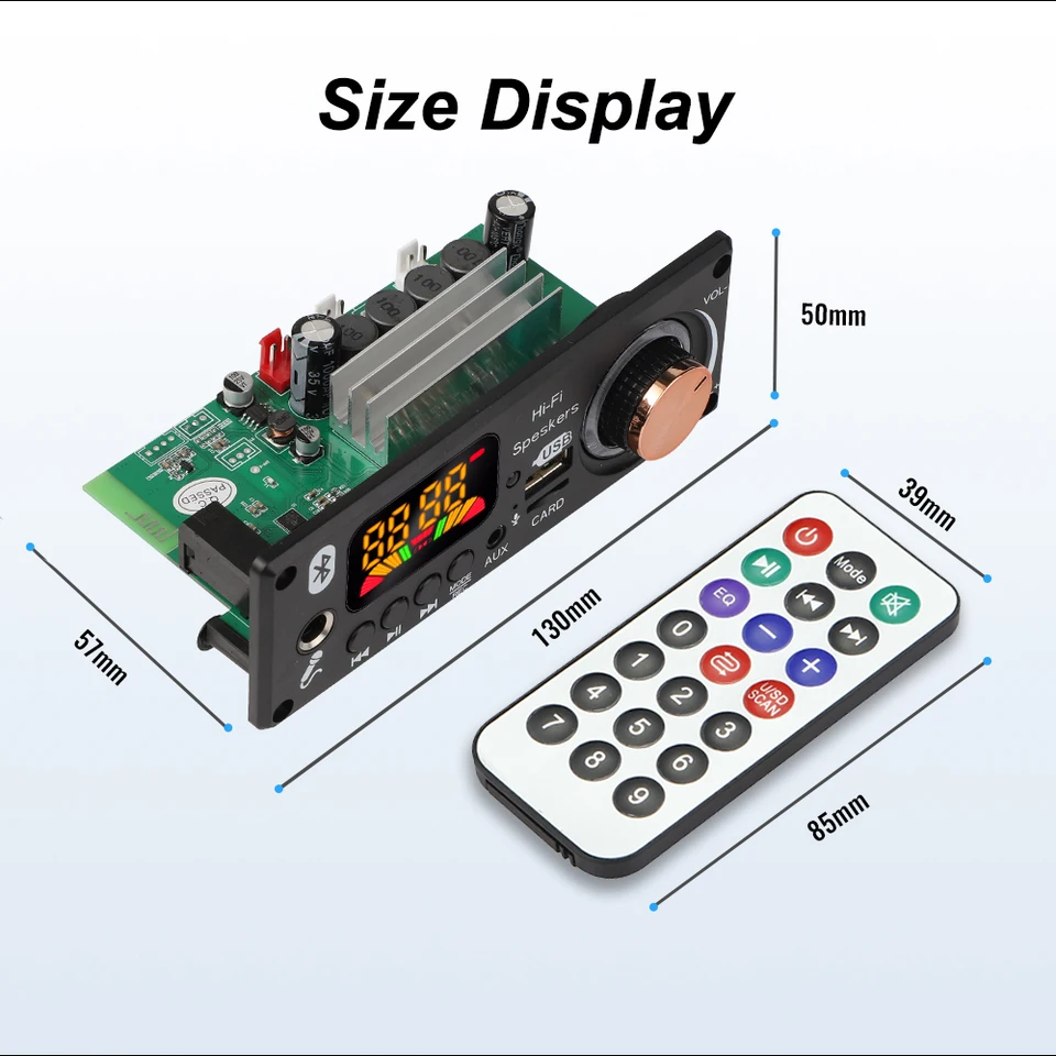 Module Amplificateur Audio 12V Autoradio - USB/TF/FM, 80W TWS, Carte MP3