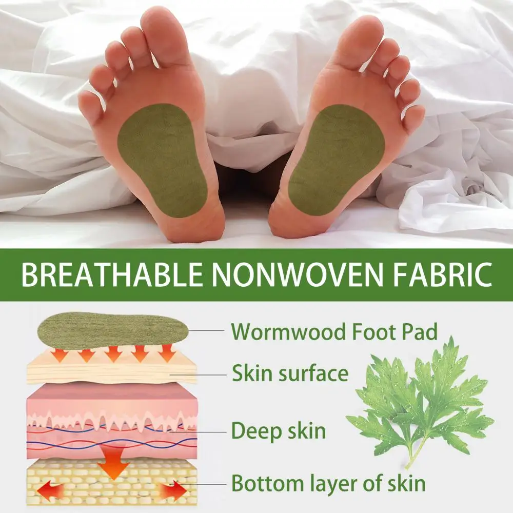 12pcs Wormwood Foot Patch Heel Fatigue Pain Relieve Stress Detoxification Help Sleeping Body Detox Sticker Detoxifying Patch