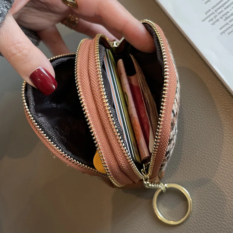 Monedero redondo corto Vintage para mujer, cartera pequeña con cremallera,  Mini bolso de mano de viaje - AliExpress