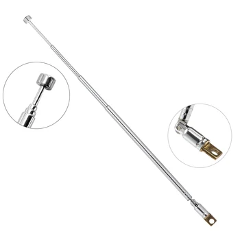 Antenna radio FM telescopica Antenna in rame cromato a 4 sezioni 360 °   Antenna universale radio AM FM ruotabile 45-450MHZ