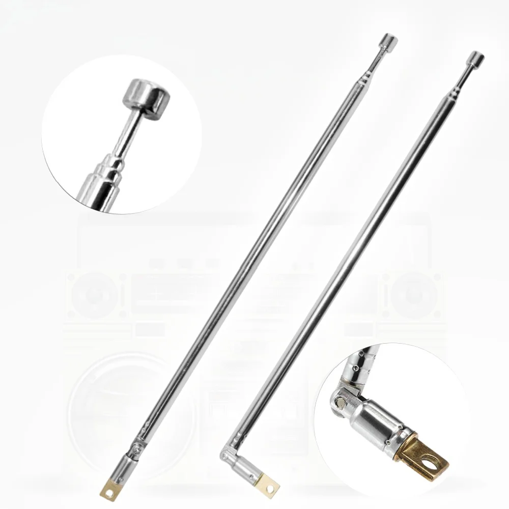 Telescopic FM Radio Antenna 4 Sections Chromium-plating Copper 360&deg; Rotatable 45-450MHZ Universal