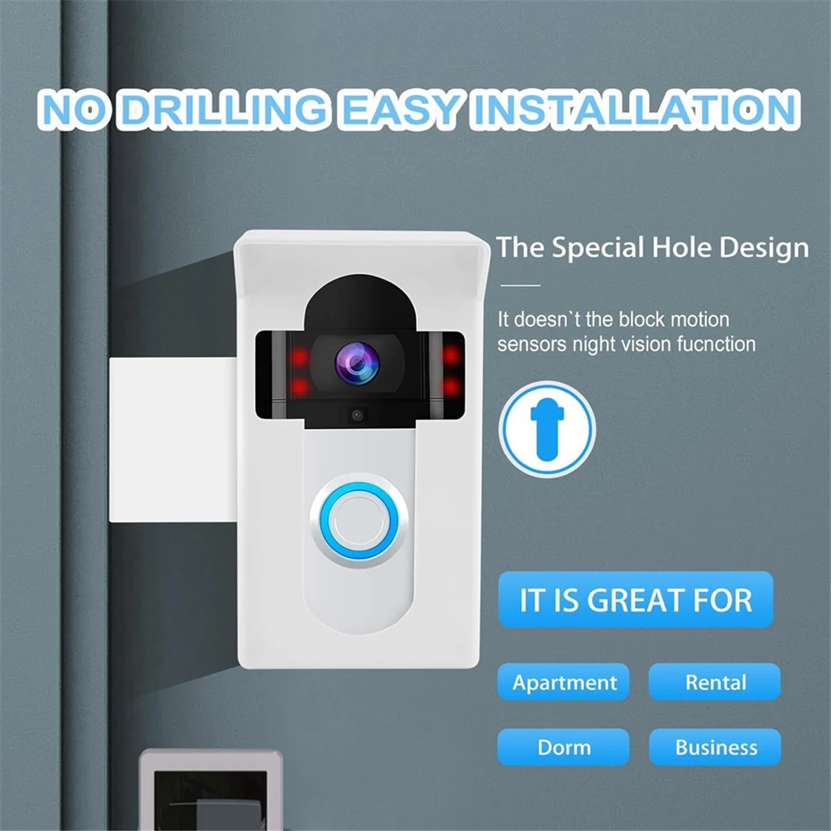B03B-도난 방지 비디오 초인종 마운트, RingDoorbell 마운트용 아파트 문 홈 임대용 드릴 홀더 브래킷 없음