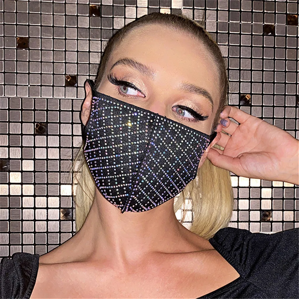 1PC Adult Women's Fashionable Breathable Reusable Hot Diamond Printing masque mascarillas Monder Scarf Halloween Cosplay MasK
