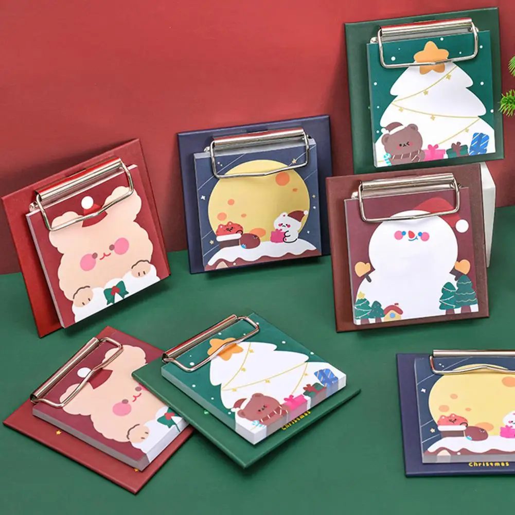 

Office Notepad Useful Multi-functional Multiple Styles Xmas Cute Santa Snowman Memo Notepad for Home