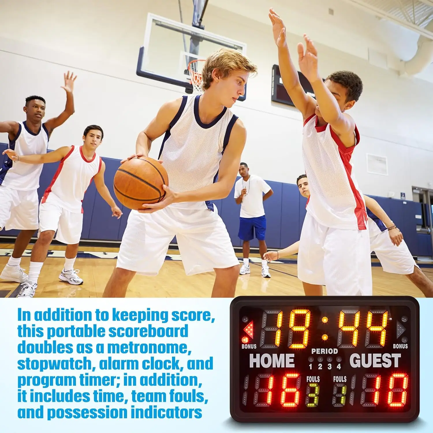 BSN SSG Perel Scoreboard Indoor Electronic Basketball Scoreboard Tabletop Digital with Remote Portable