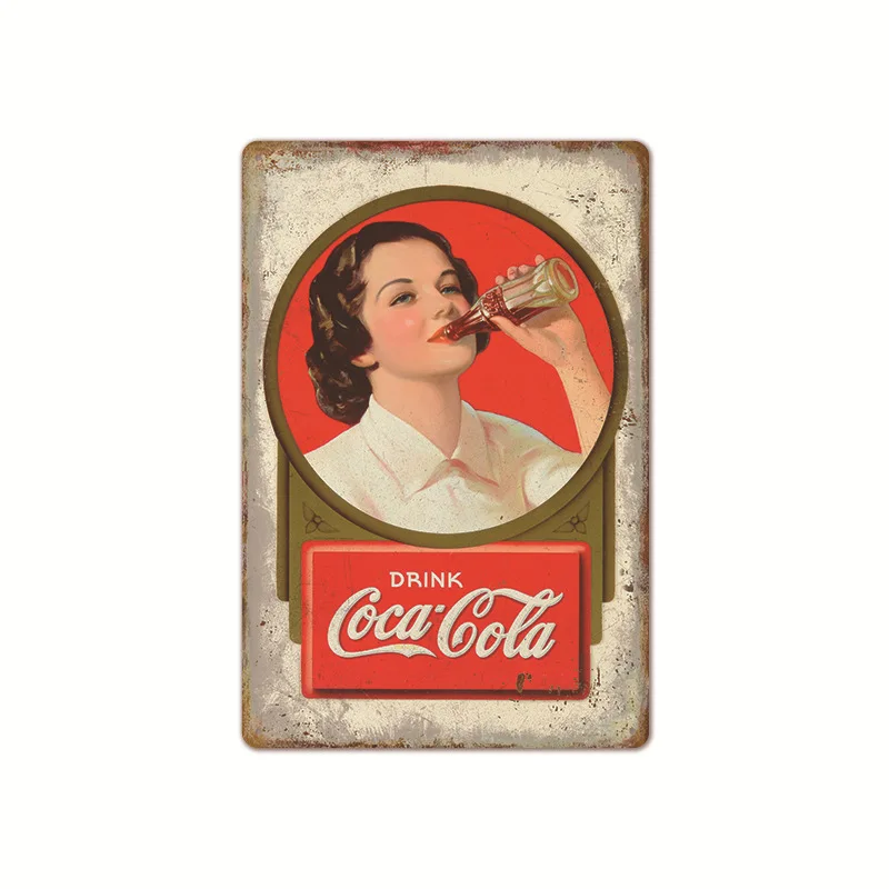 Targa Metallica Pubblicitaria Coca Cola Vintage Con Due Ragazze – Cartello Retro Per Pub, Cucina E Garage – Formato A4 (200 X 280 Mm) - 2