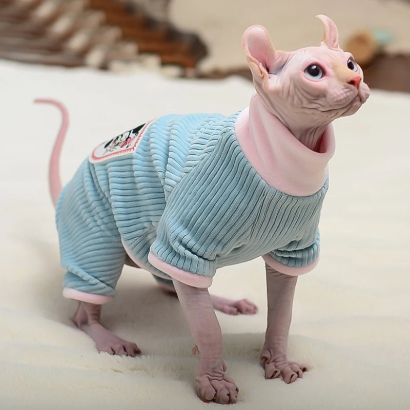 

New Cat Clothes Winter Warm Soft Cats Cotton Hoodies Jumper Sphynx Cat Costumes Pullover Sphinx Kitten Clothes Cat Supplies