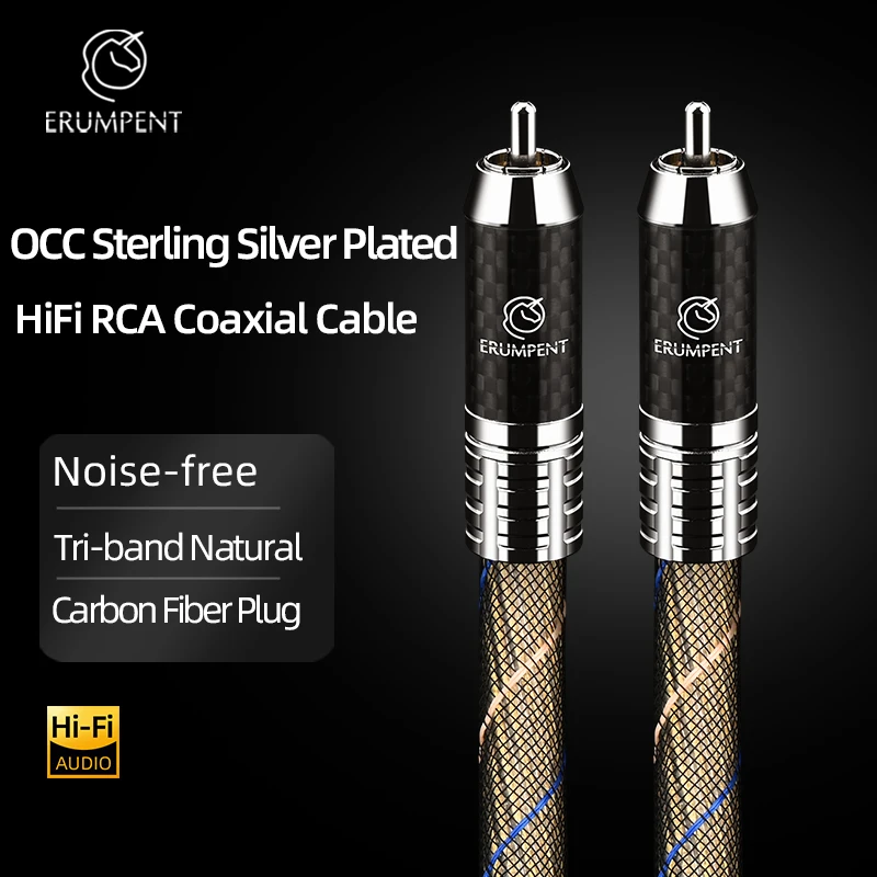 HiFi RCA 동축 케이블 OCC  도금 75Ω 디지털 오디오 케이블 디코더 증폭기용 탄소 섬유 자동 잠금 플러그