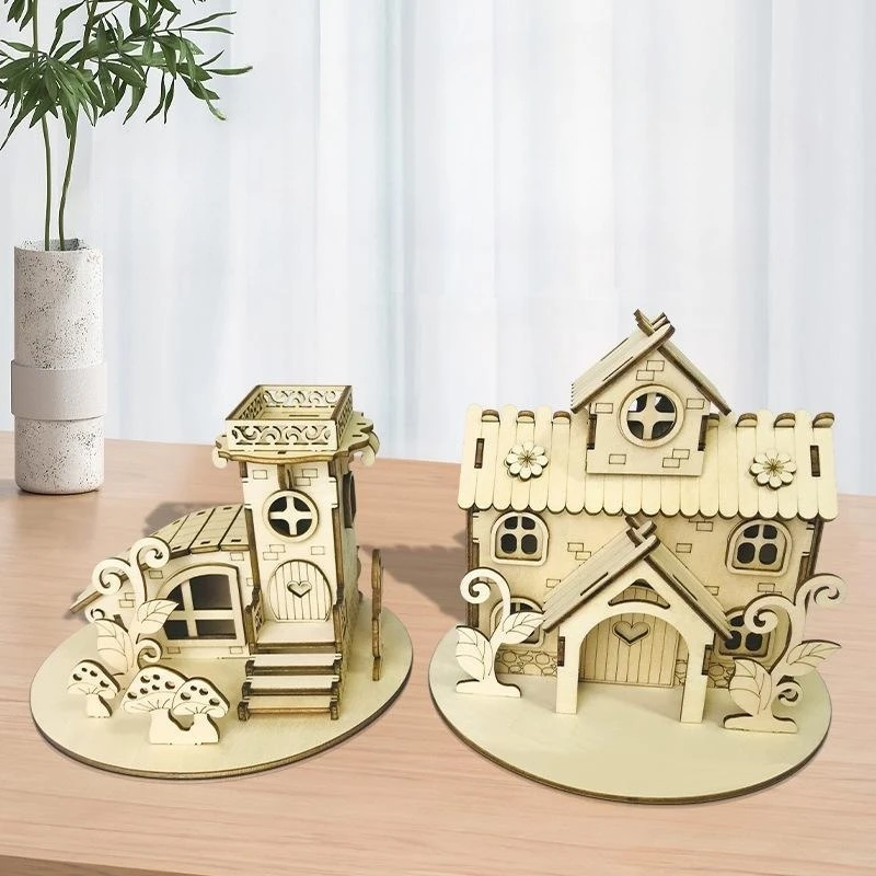 3D Wooden Puzzle Holiday Cabin Model Handmade DIY Assembly Toy Jigsaw Desktop Model Building Kits for Kids Adults puzzle 3d building kids puzzles paper plaything for ages 8 10 aldult architectural educational
