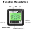 Digital Level Angle Gauge 360 LCD Electronic Protractor Mini Angle Finder Bevel Gauge Inclinometer with Magnetic Base Backlight 3