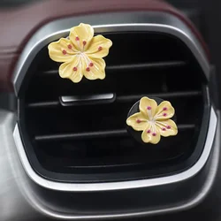 Floral Car Perfume Clips - Peach Blossom Aroma Freshener & Decor (Yellow)