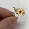 Opening Adjustable Spinning Sunflower Bee Release Stress Ring Rotatable Zircon Copper Finger Ring For Women Fashion Jewelry 3