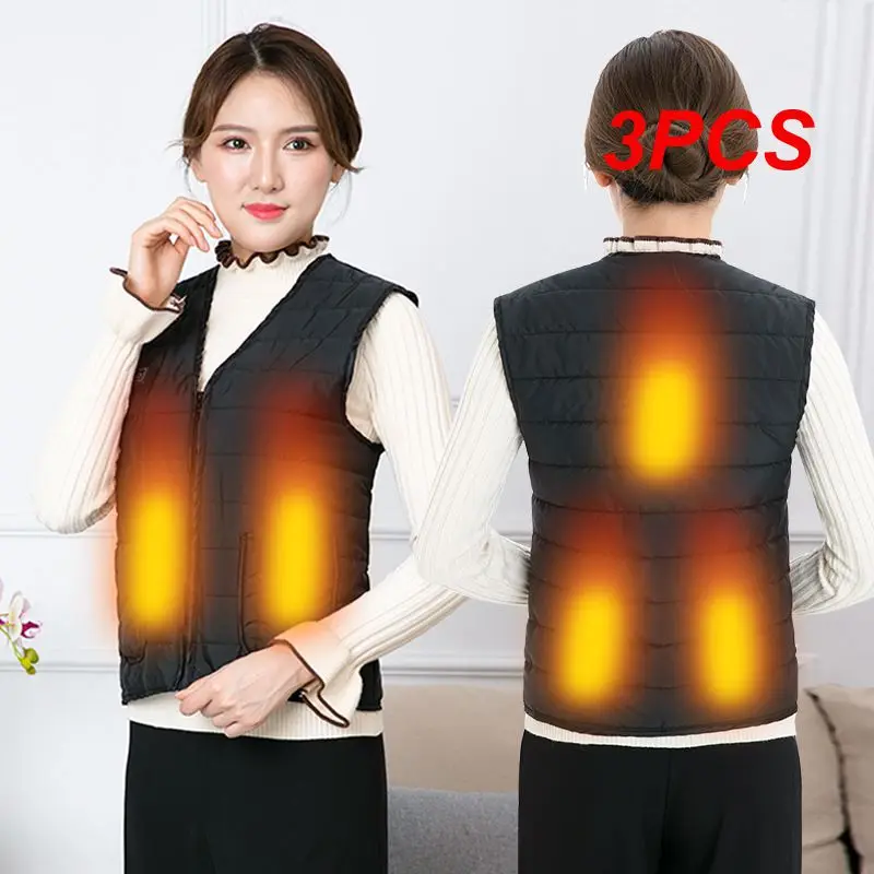 

3PCS Washable Heated Vest 5 Heating Zones USB Cold-Proof Waistcoat Infrared Electric Heating Vest Heated Clothing Winter Warmer