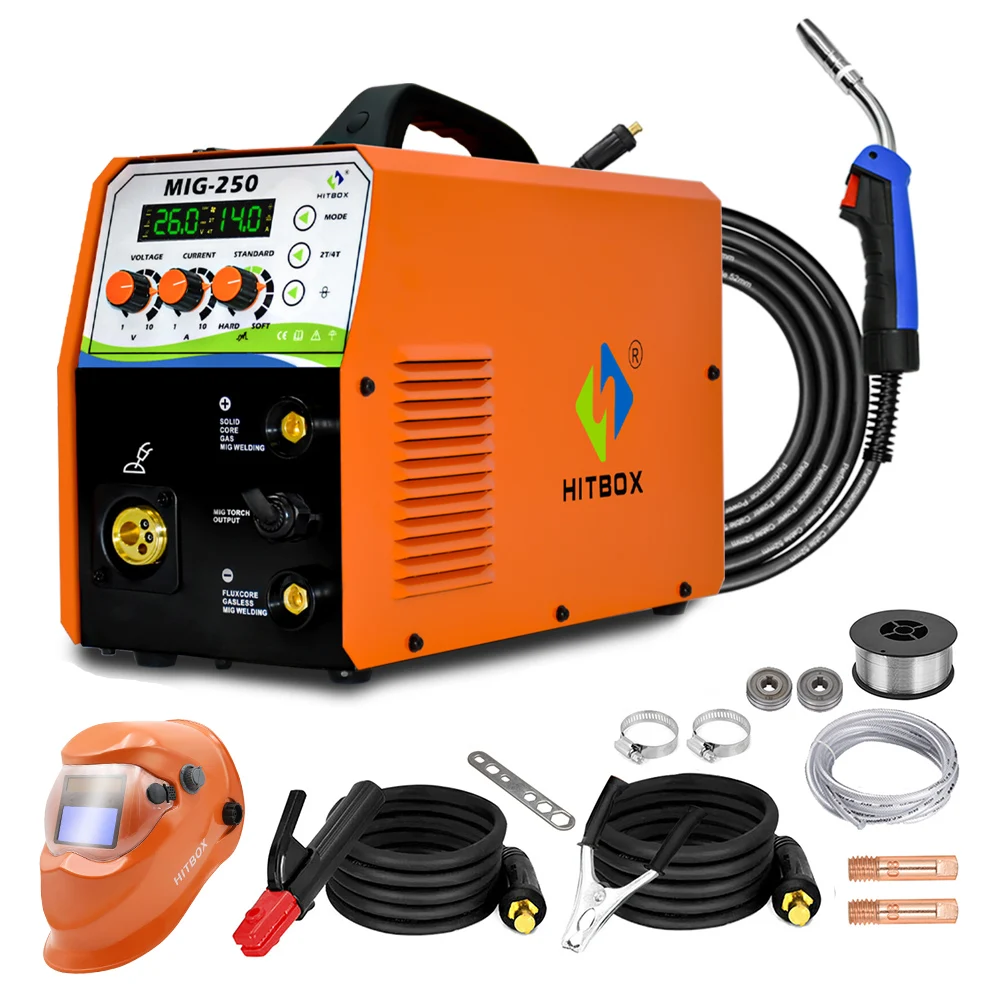 Hitbox Mig250 Saldatrice 4 In 1 Mig Arc Tig Gas Gasless 2T 4T 220V Igbt Mig Saldatore Inverter Saldatrice Mig