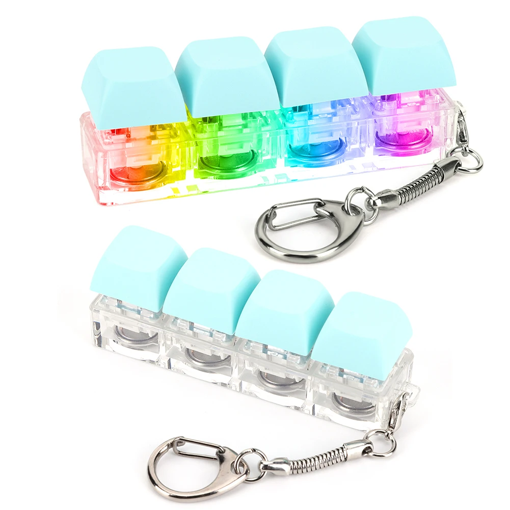 Keyboard Decompression Toys 4 Keys Button Stress Relief with LED Light Keyboard Cube Toy DIY for Adult Gifts To Relief Pass Time