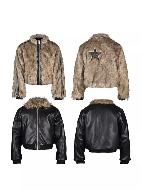 Men's Reversible Faux Fur Coat 5