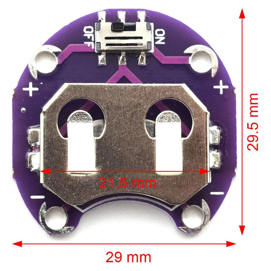 Lilypad Coin Cell Battery Holder CR2032 Battery Mount Module Lily Pad Battery Holder Case Module Small Slide Switch Board image 5