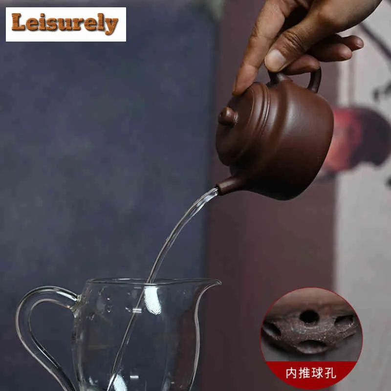 180ml Vintage Yixing Purple Clay Teapots Artists Handmade De Zhong Pot Raw Ore Azure Mud Tea Brewing Kettle Zisha Teaset For Tea