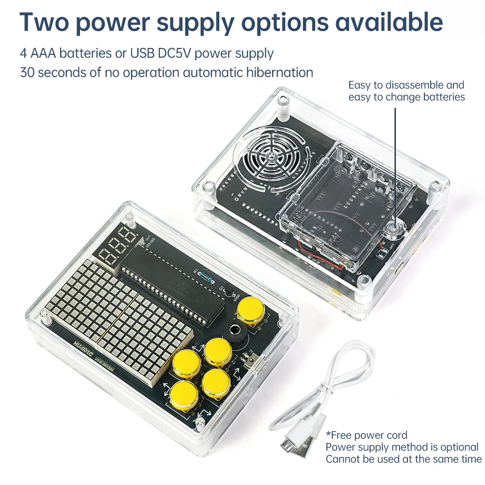 Kit DIY Console De Jeu Rétro à Souder - 4 Jeux Classiques (Tetris, Snake, Etc.) - Écran Réglable, Son Intégré, Alimentation USB