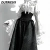 Japanese Lolita Gothic Sweet Girls Solid Color Long-sleeve Shirt Gorgeous Elegant Versatile Top and High Waist Long Skirt 4