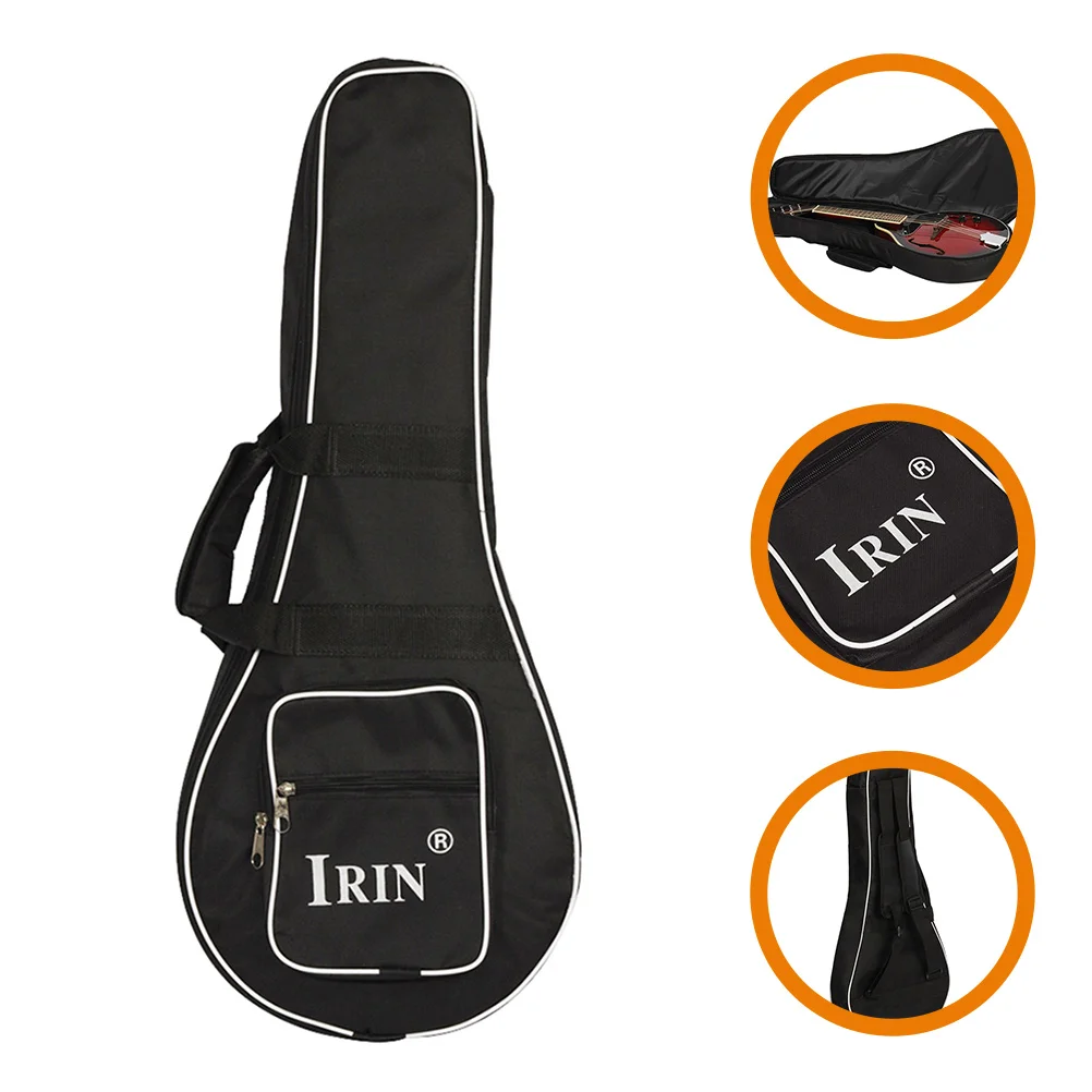 

Black Mandolin Bag Thickened Cotton Ethnic Style Backpack Tote Organizer Container Oxford Cloth