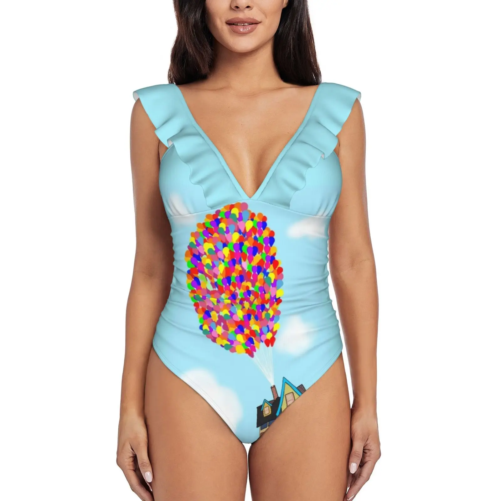 Up Balloons Costume Intero Donna Ruffle Costumi Da Bagno New Girl Beach Swimwear Up Balloons House Sky Pixar Carl Ellie Baby