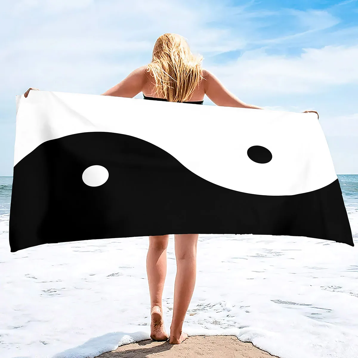 Beach Towel Yin and Yang Digital Art Quick Dry Towel Sand Proof Beach Towels Super Absorbent for