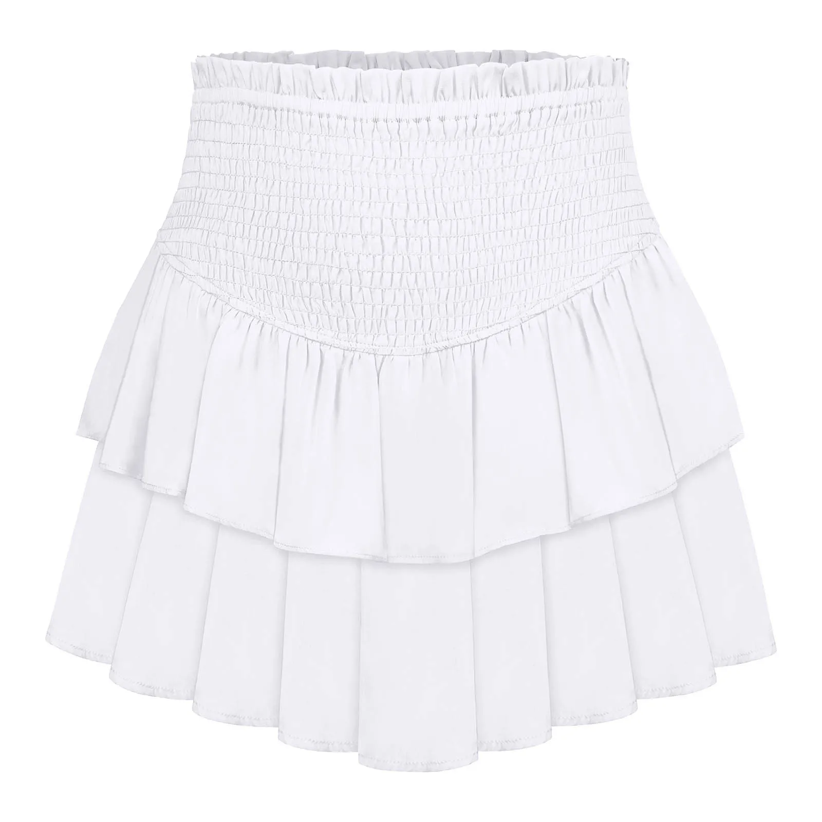 Ruffles Mini Skirts 2024 Summer Solid Color All Match High Waist A Line Skirt Fashion Black Sweet Cute Hot Girls Pleated Faldas 4
