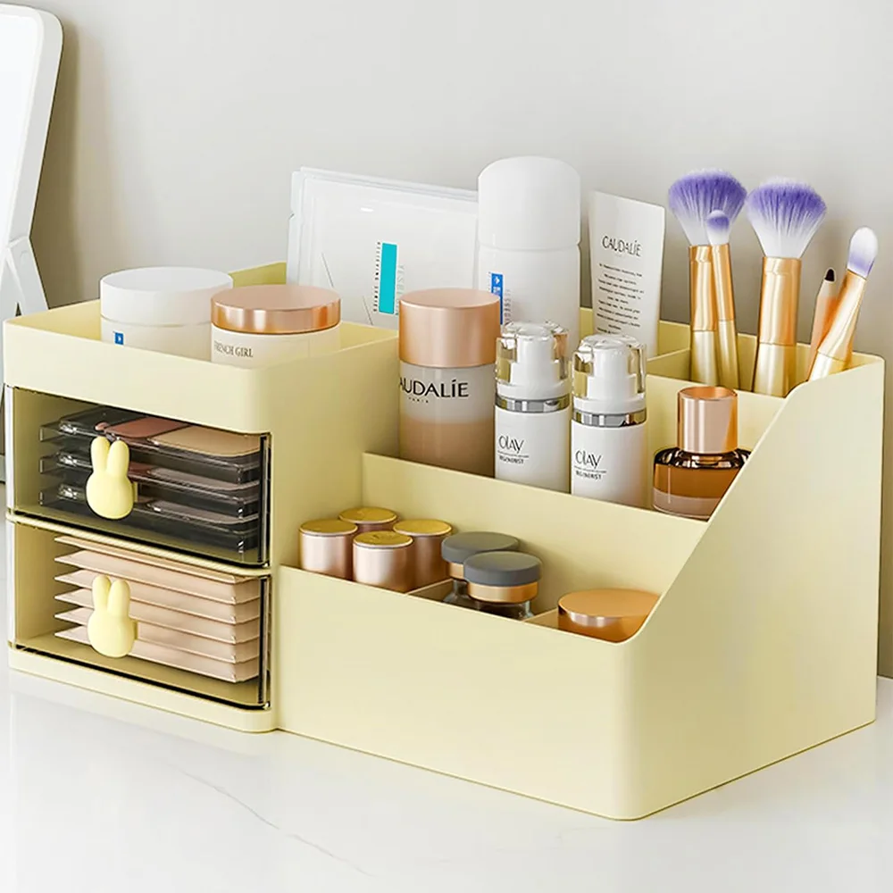  COMFYROOM Desk Organizer and Accessories with 6 Compartments  and 2 Drawers, Plastic Makeup Organizer, Pen Holder for Desktop Storage,  Desk Organization for School, Home, Office Supplies (White) : Office  Products