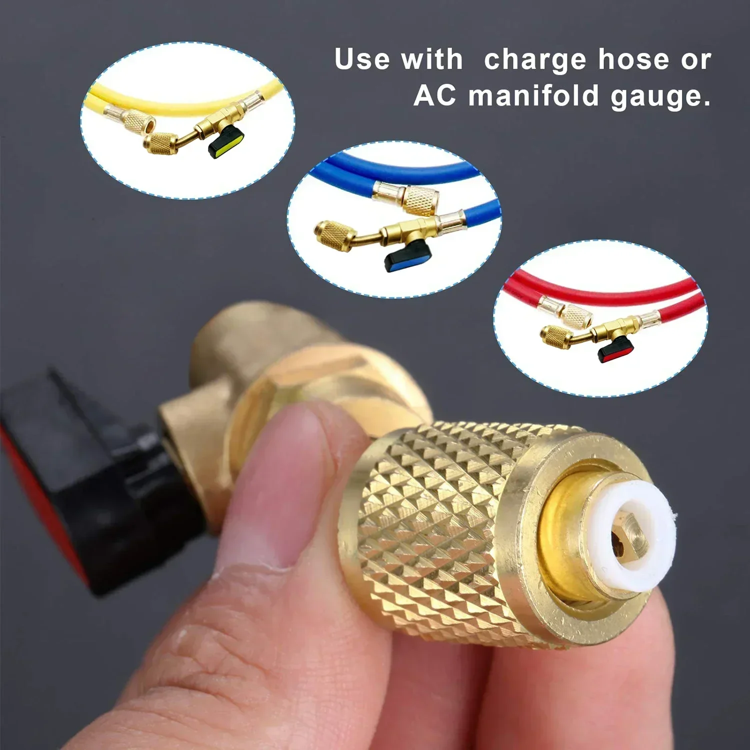 Air Conditioning Refrigerant Ball Valve 1/4" SAE Straight Shut-Off Valve for R134A R410A R22 R12 Charging Hoses AC Refrigerant