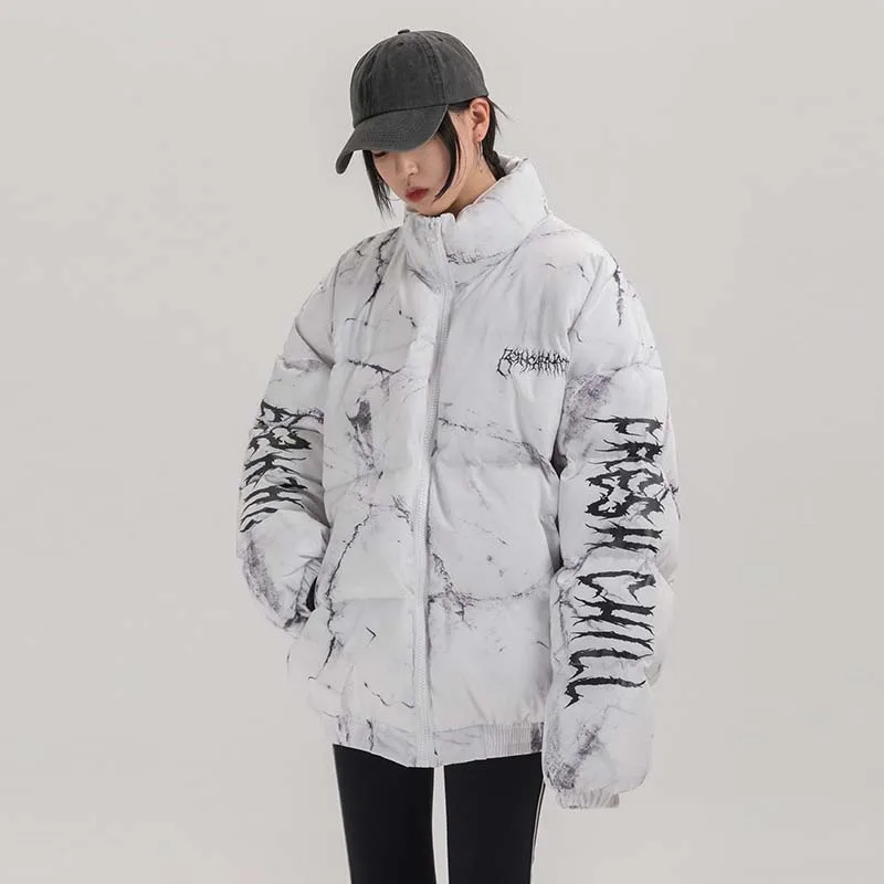 

2023 Autumn And Winter Man New High Street Casual Hip Hop Bear Color Spray Printing Cotton Jacket Windproof Cotton Coat