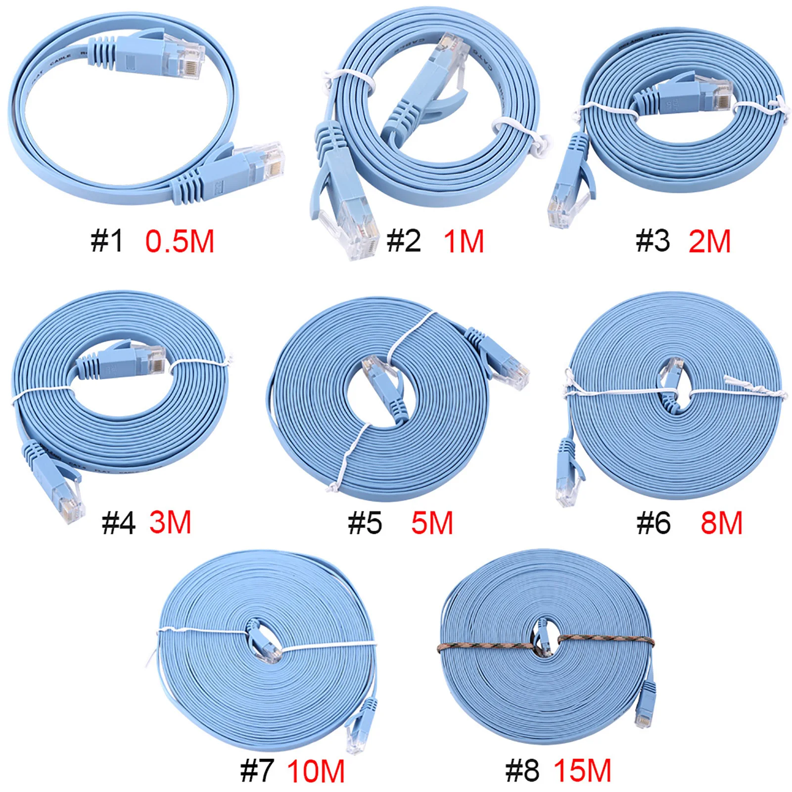RJ45 CAT6 이더넷 네트워크 플랫 LAN 케이블 UTP 패치 라우터 케이블 1000M 블루 새 제품