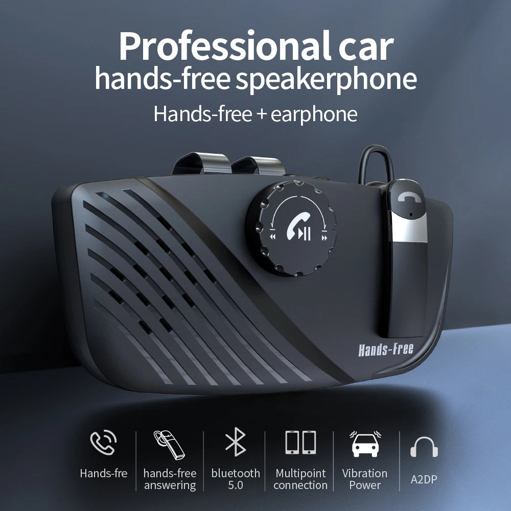 

2 In 1 Wireless Bluetooth Audio Receiver Transmitter Car Sun Visor Hands Free Speakerphone Auto Multifunctional Music Adapter