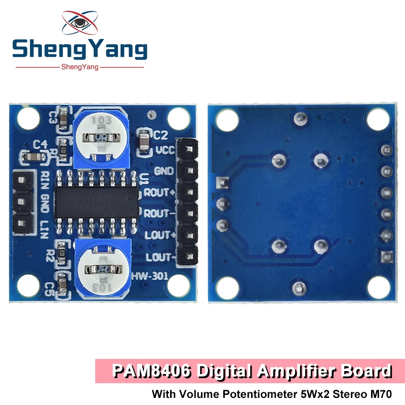 TZT 1/2/5 Stück PAM8406 Digitalverstärkerplatine mit Lautstärkepotentiometer 5Wx2 Stereo M70