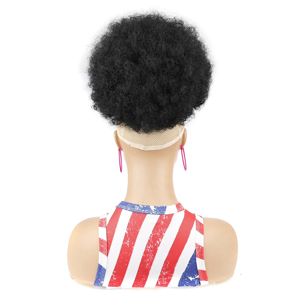 Afro Puff Drawstring Ponytail Extension for Black Women 10 Inch Synthetic Extra Large Fluffy Kinky Curly Hair Bun Donut Chignon