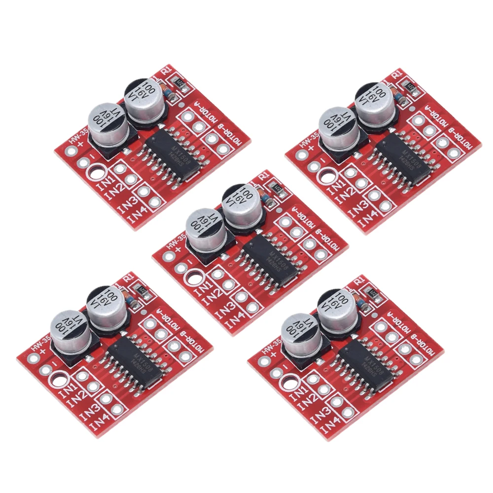 5Pcs 미니 L298N DC 모터 드라이버, MX1508 미니 듀얼 채널 1.5A 2 웨이 PWM 속도 컨트롤러 듀얼 H-브리지 스테퍼 교체