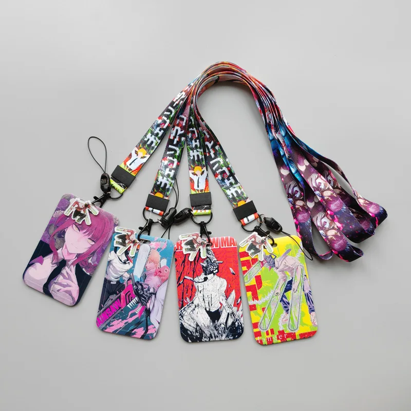1 set Anime Chainsaw Man Card Cases card Lanyard Key Lanyard Cosplay