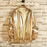 Mens Windbreaker Jackets Nightclub Stage Party Jackets Costume Streetwear Harajuku Hip Hop Reflective Jacket Gold Fashion Coats 2