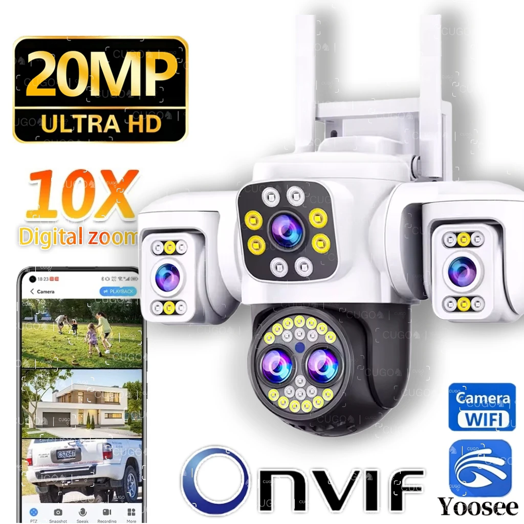 20MP WiFi IP Camera 10K HD Three Screens Smart Home Wireless Surveillance Cameras AI Auto Detect Tracking Security Camera YOOSEE 1