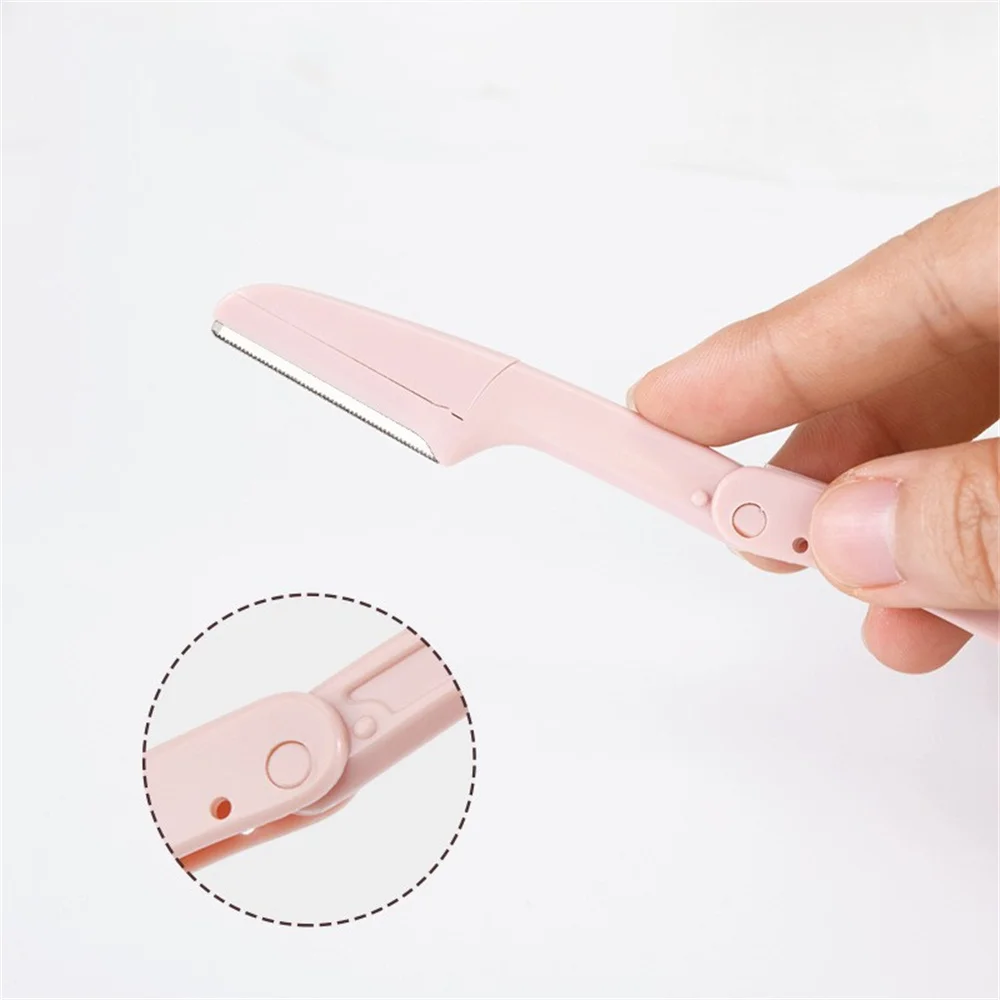 Stainless Steel Eyebrow Trimmer Scissors Color Titanium With Comb Removable Facial Hair Removal Shaver Cutter Makeup Accessories