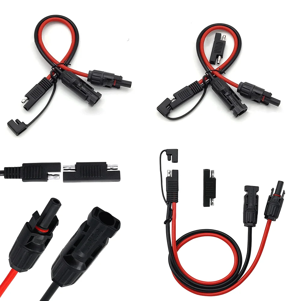 Solar Panel Connector Cable, Energy Storage Power Connector Solar Connector to Sae Plug 30A Photovoltaic Cable 10AWG Male or Female Vehicle Start Energy Storage Battery Waterproof Plug