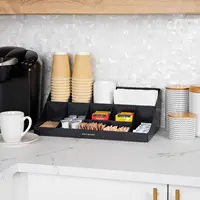 Reader Cup and Condiment Station, Countertop Organizer Coffee Bar, Kitchen, Stirrers, 17.875" L x 9.5" W x 6.625" H 1