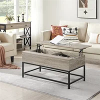 Wood and Metal Lift Top Coffee Table, Rustic Gray 1