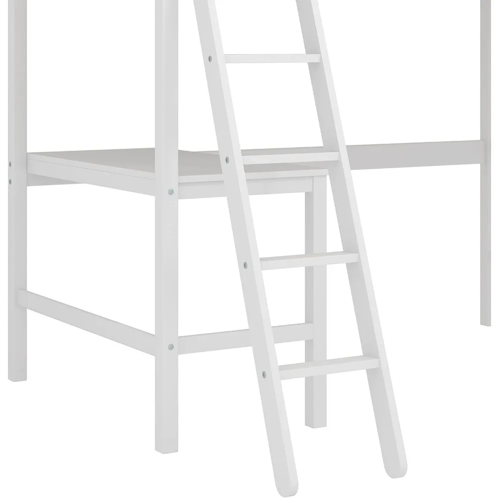 Contemporary Wood Arch Twin Size Loft Bed with Desk, White 4